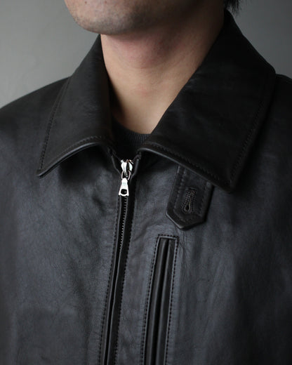 ssstein/CALF ZIP SHORT JACKET "DARK BROWN"