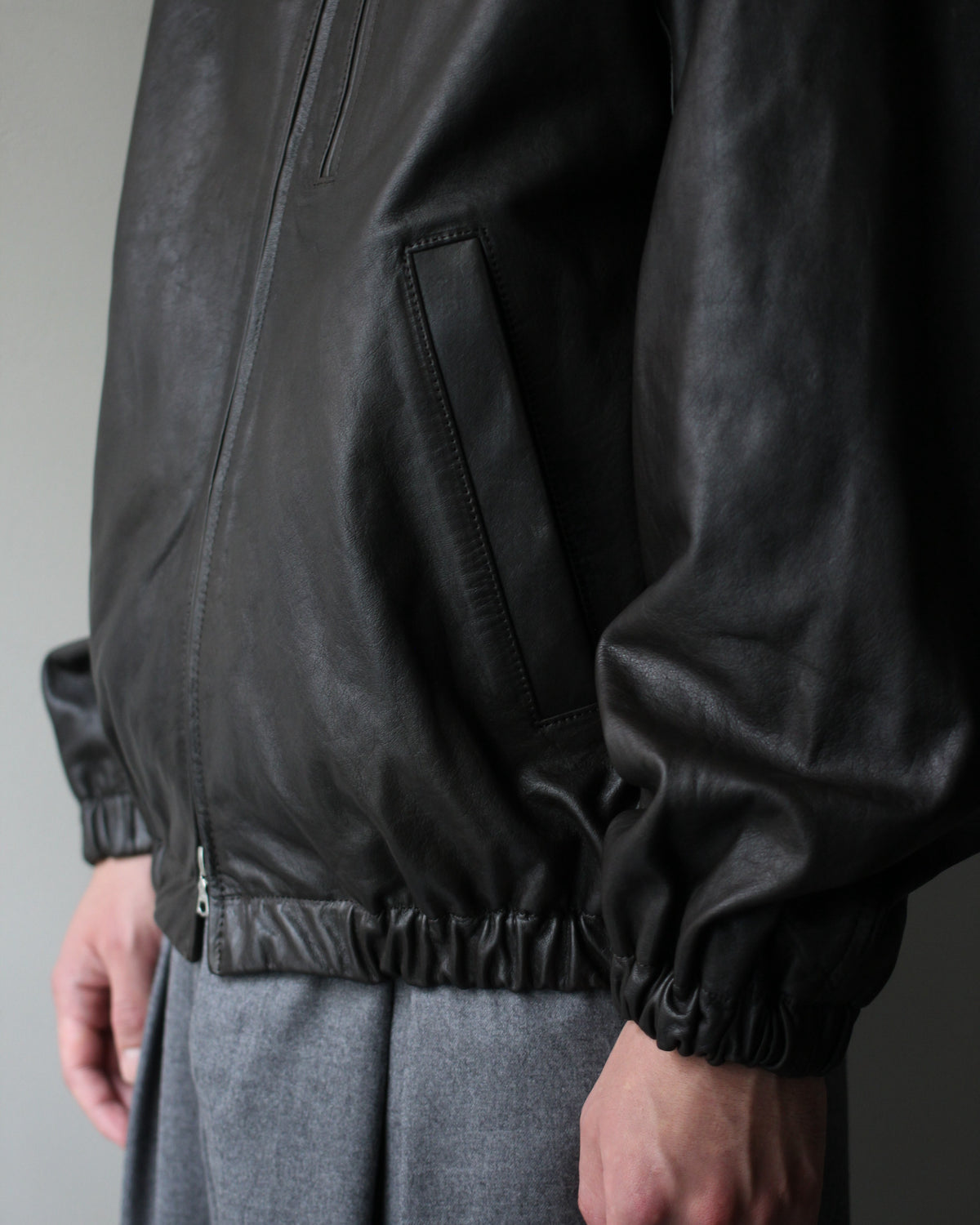 ssstein/CALF ZIP SHORT JACKET "DARK BROWN"