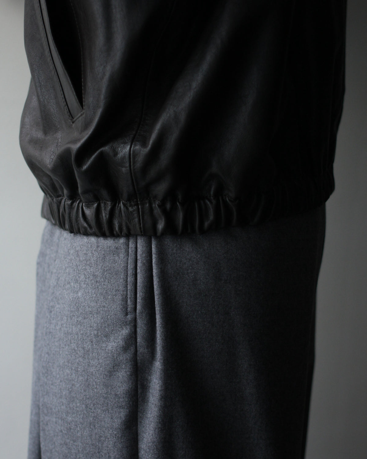 ssstein/CALF ZIP SHORT JACKET "DARK BROWN"