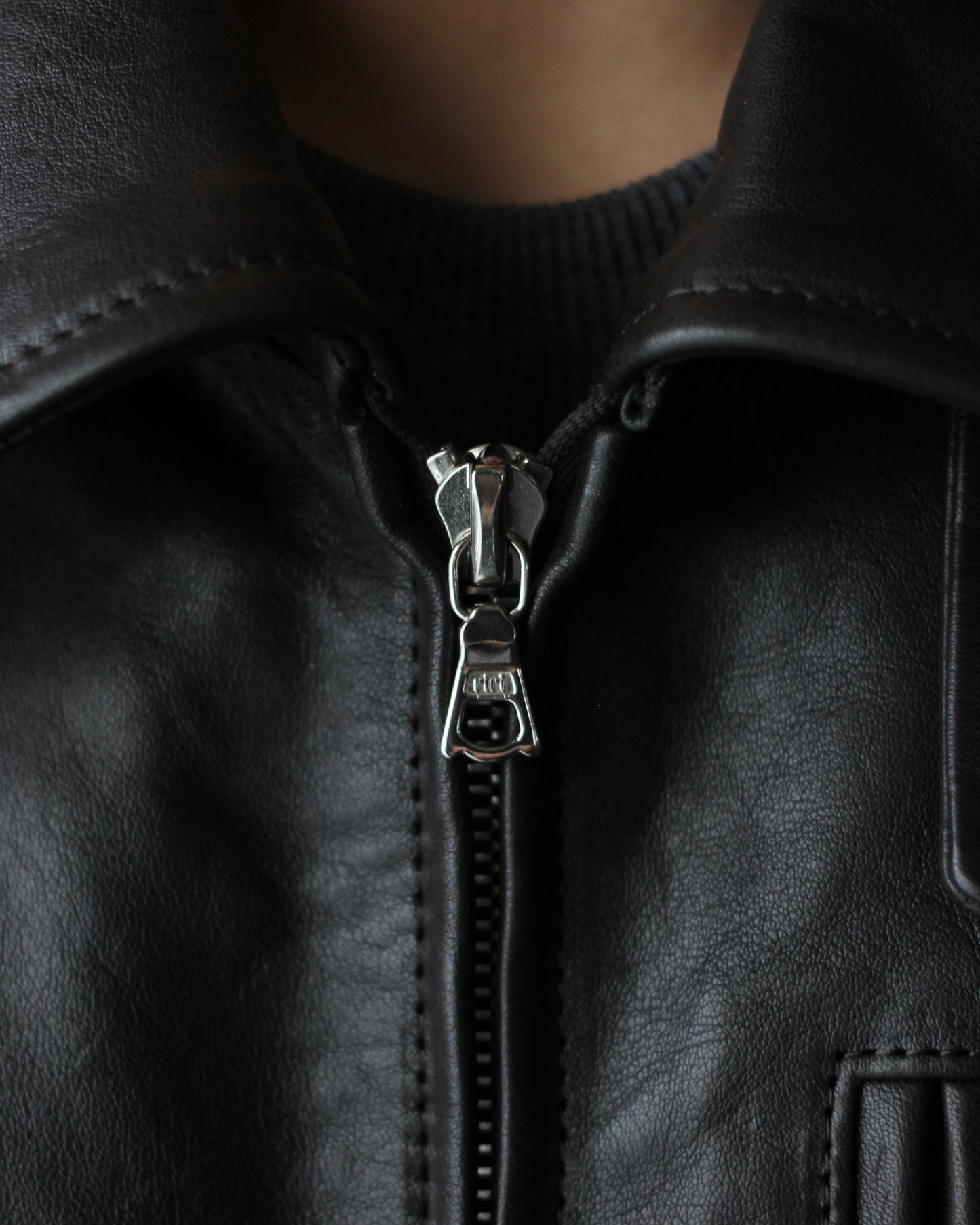 ssstein/CALF ZIP SHORT JACKET "DARK BROWN"