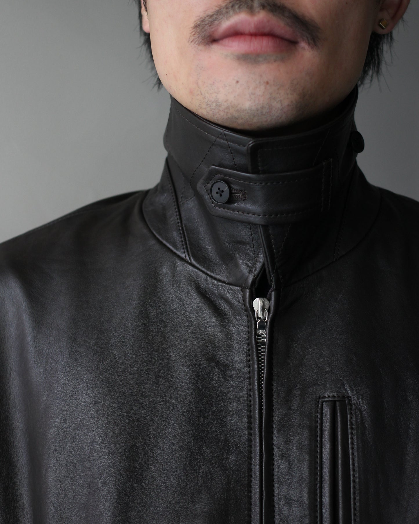 ssstein/CALF ZIP SHORT JACKET "DARK BROWN"