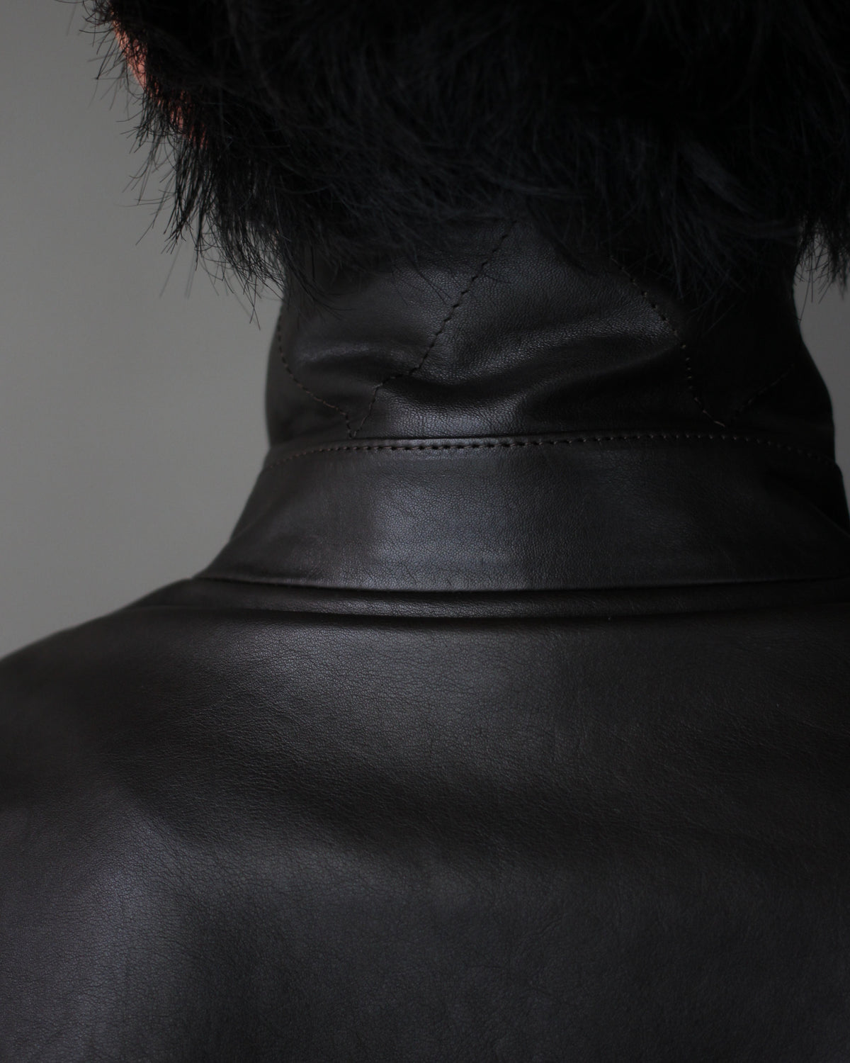 ssstein/CALF ZIP SHORT JACKET "DARK BROWN"