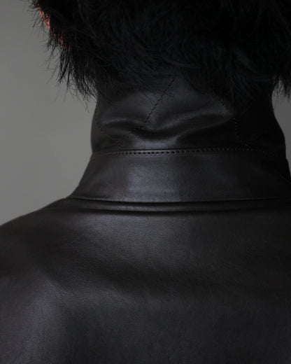 ssstein/CALF ZIP SHORT JACKET "DARK BROWN"