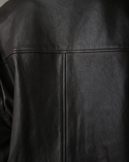 ssstein/CALF ZIP SHORT JACKET "DARK BROWN"