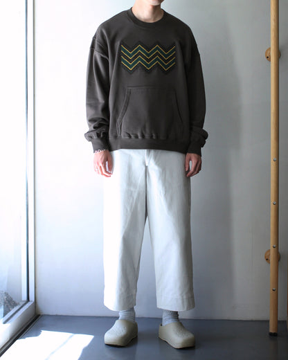MATSUFUJI/BEADS EMBROIDERY SWEAT SHIRT "TAUPE"