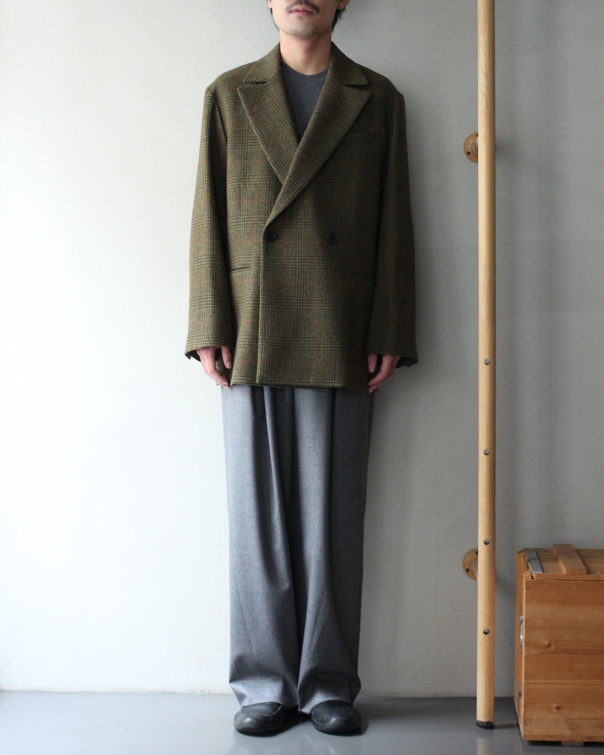 ssstein/BRITISH TWEED OVERSIZED PEAK LAPEL JACKET  "TWEED CHECK"