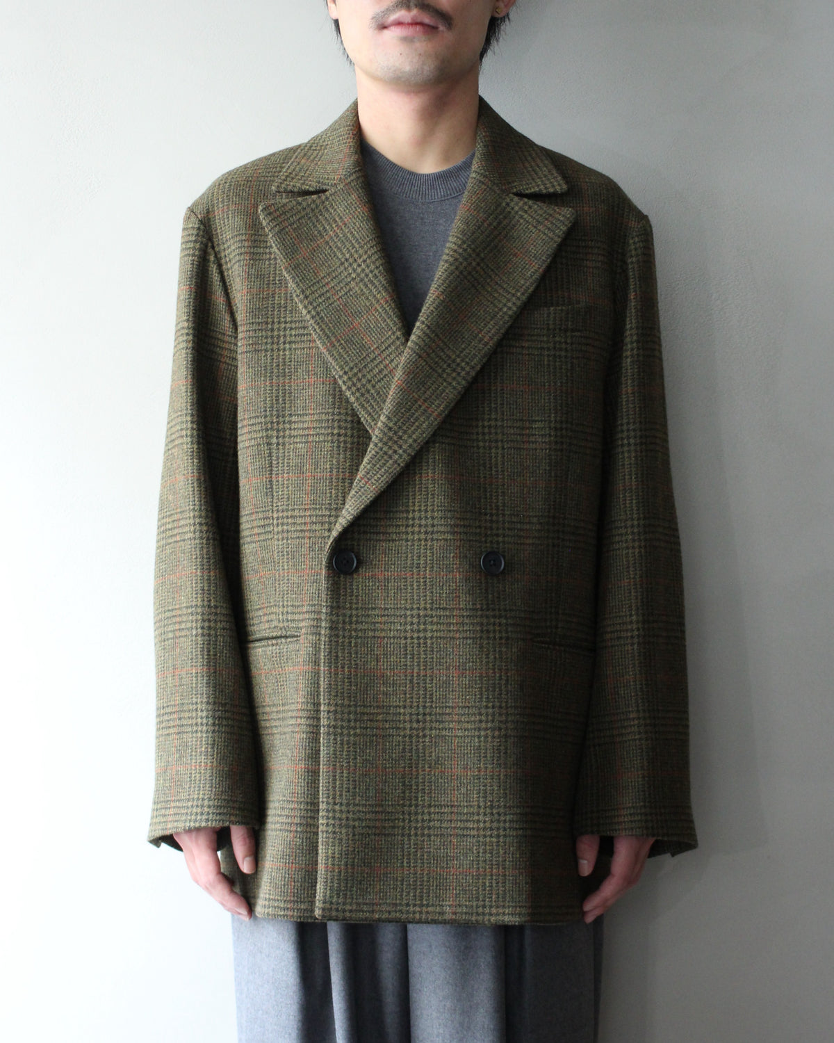 ssstein/BRITISH TWEED OVERSIZED PEAK LAPEL JACKET  "TWEED CHECK"