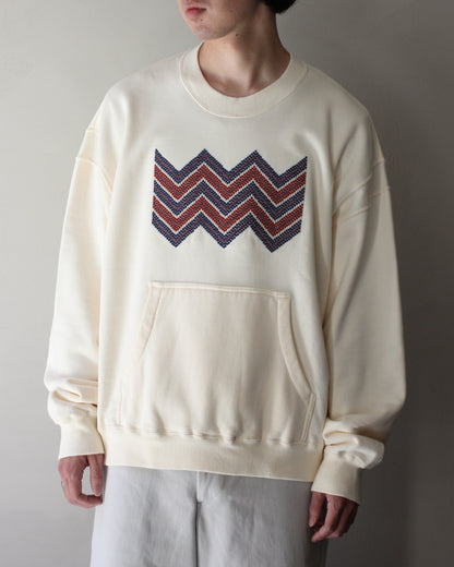 MATSUFUJI/BEADS EMBROIDERY SWEAT SHIRT "OFF"