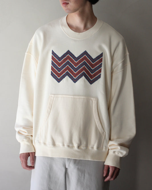 MATSUFUJI/BEADS EMBROIDERY SWEAT SHIRT "OFF"