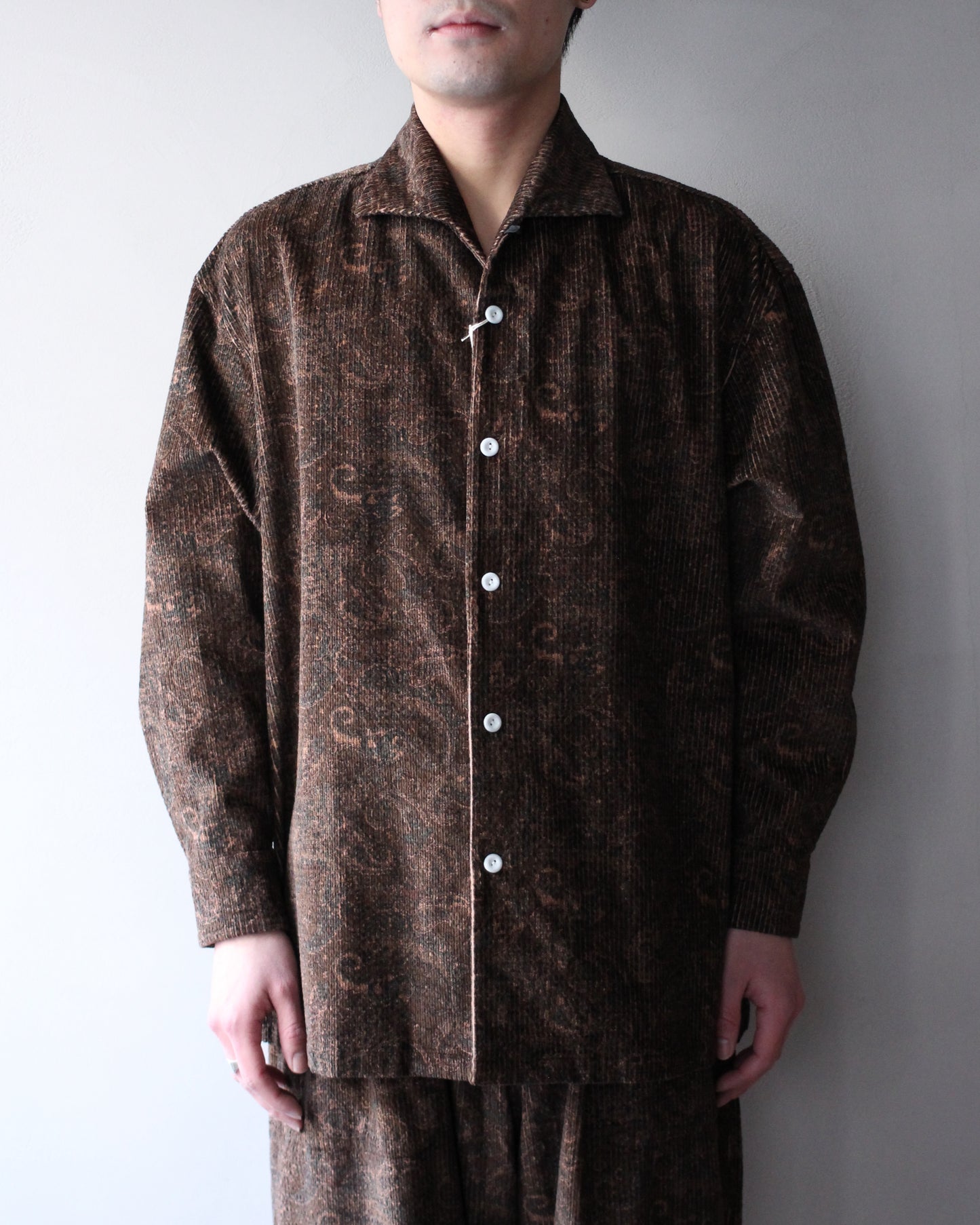 SOWBOW(蒼氓)/ONE PIECE COLLAR SHIRT（ワンピースカラーシャツ）PAISLEY CORD "BROWN"