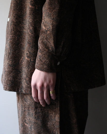 SOWBOW(蒼氓)/ONE PIECE COLLAR SHIRT（ワンピースカラーシャツ）PAISLEY CORD "BROWN"