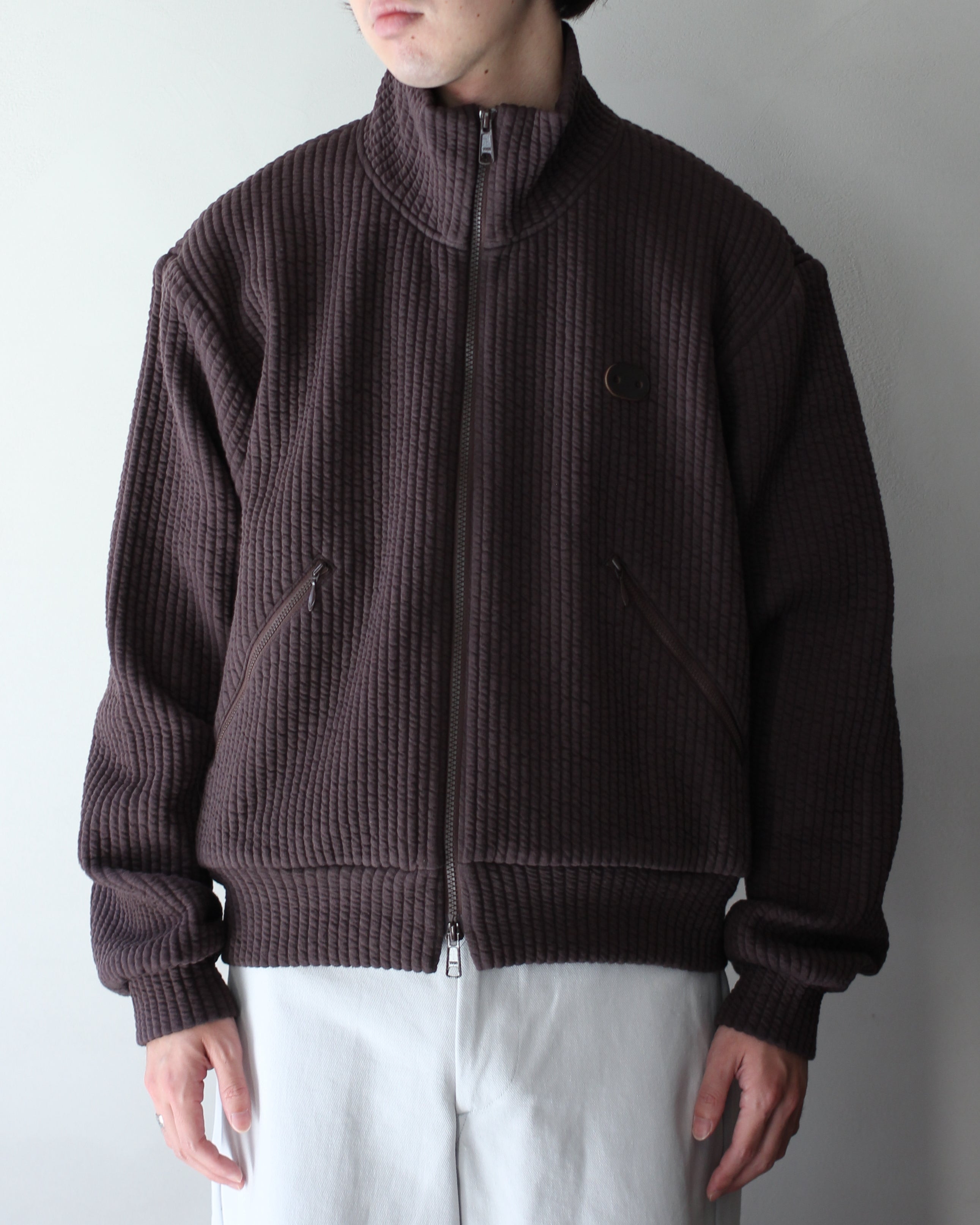 MATSUFUJI/STRIPE JACQUARD STAND COLLAR JACKET 