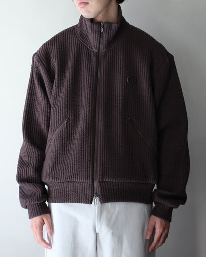 MATSUFUJI/STRIPE JACQUARD STAND COLLAR JACKET "BROWN"