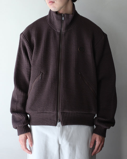 MATSUFUJI/STRIPE JACQUARD STAND COLLAR JACKET "BROWN"