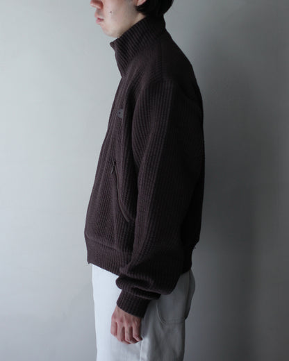 MATSUFUJI/STRIPE JACQUARD STAND COLLAR JACKET "BROWN"