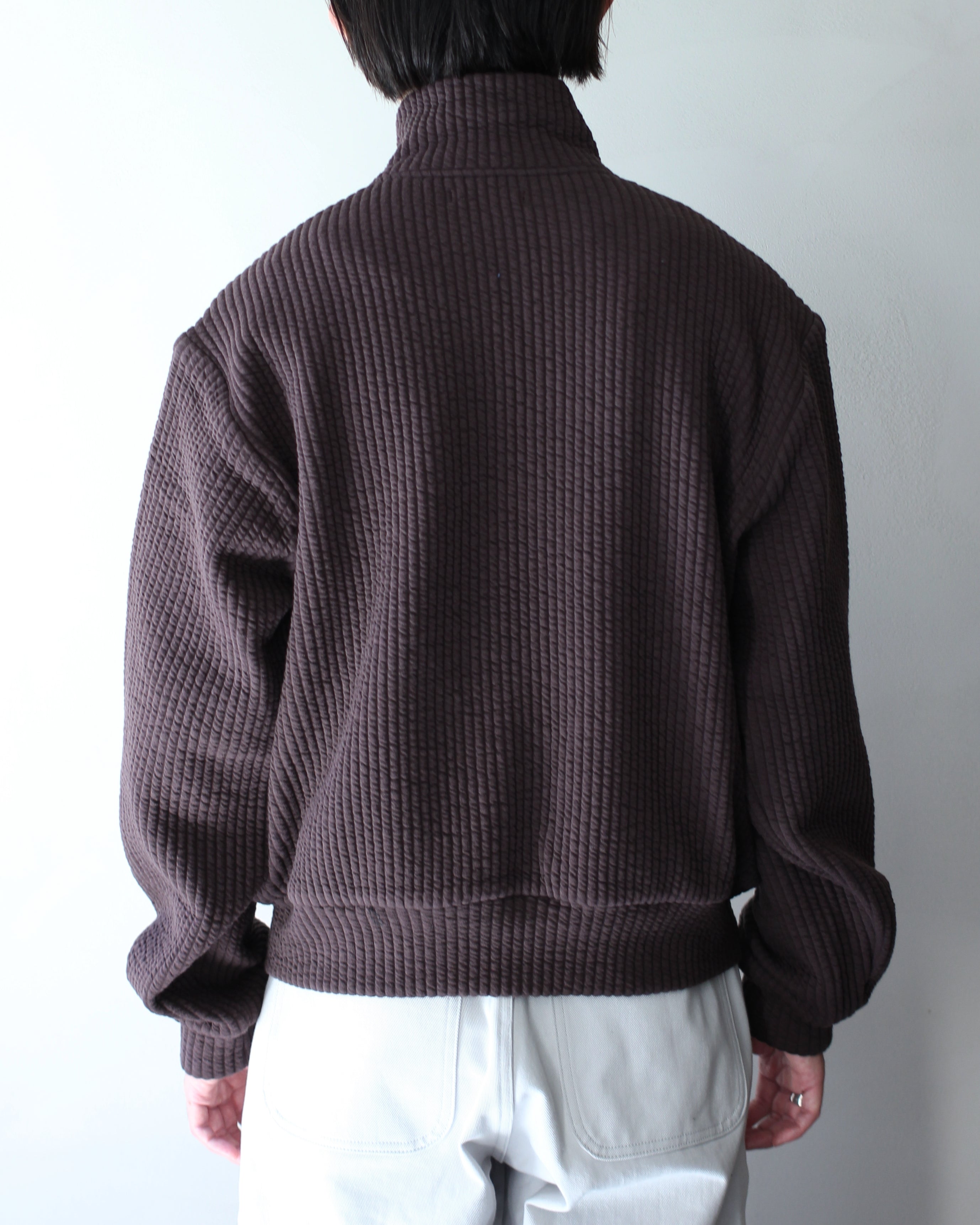 MATSUFUJI/STRIPE JACQUARD STAND COLLAR JACKET 
