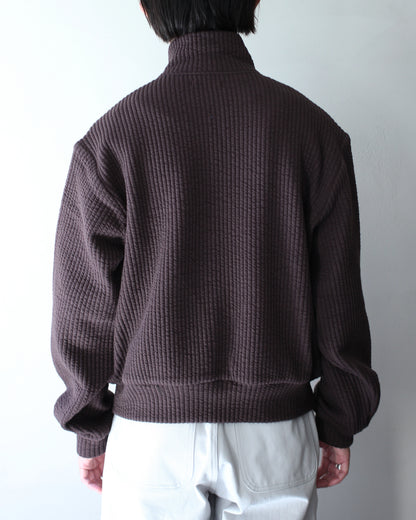 MATSUFUJI/STRIPE JACQUARD STAND COLLAR JACKET "BROWN"