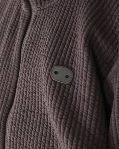 MATSUFUJI/STRIPE JACQUARD STAND COLLAR JACKET "BROWN"