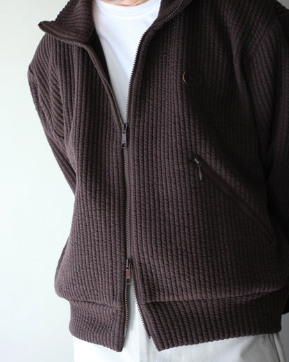 MATSUFUJI/STRIPE JACQUARD STAND COLLAR JACKET "BROWN"