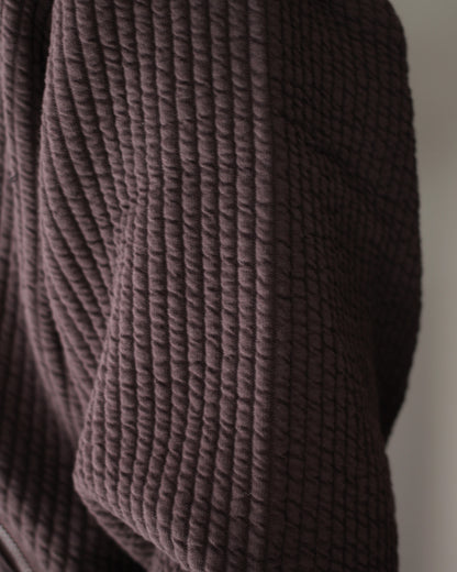 MATSUFUJI/STRIPE JACQUARD STAND COLLAR JACKET "BROWN"
