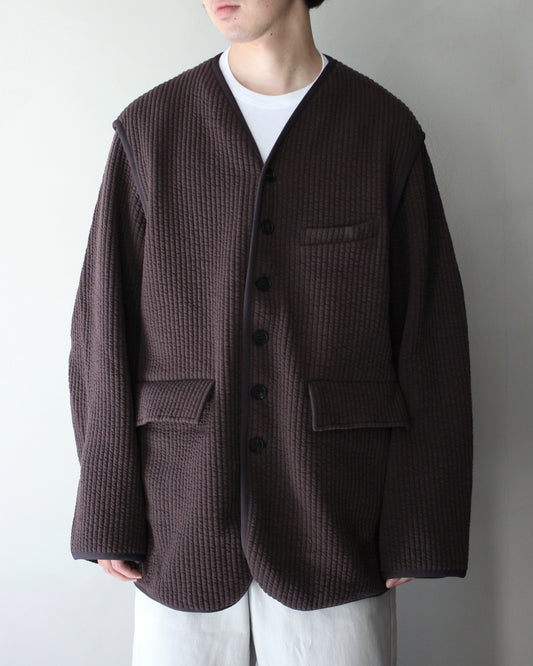 MATSUFUJI/STRIPE JACQUARD OVER JACKET "BROWN"