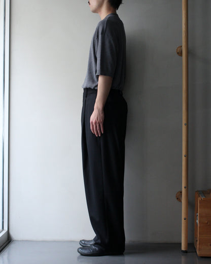 ssstein/WOOL FLANNEL EASY WIDE TROUSERS "BLACK"