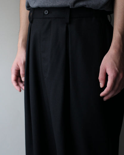 ssstein/WOOL FLANNEL EASY WIDE TROUSERS "BLACK"