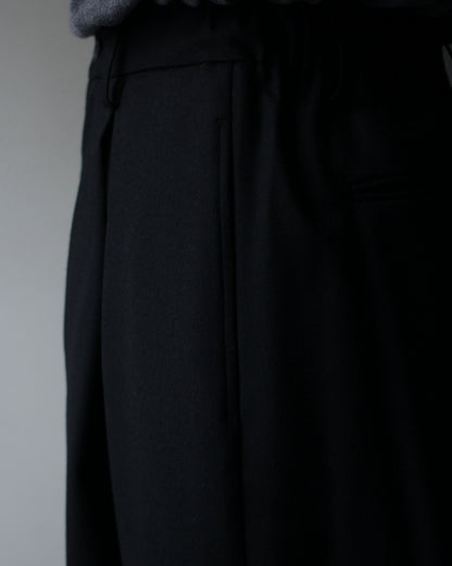 ssstein/WOOL FLANNEL EASY WIDE TROUSERS "BLACK"