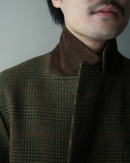 ssstein/BRITISH TWEED OVERSIZED PEAK LAPEL JACKET  "TWEED CHECK"