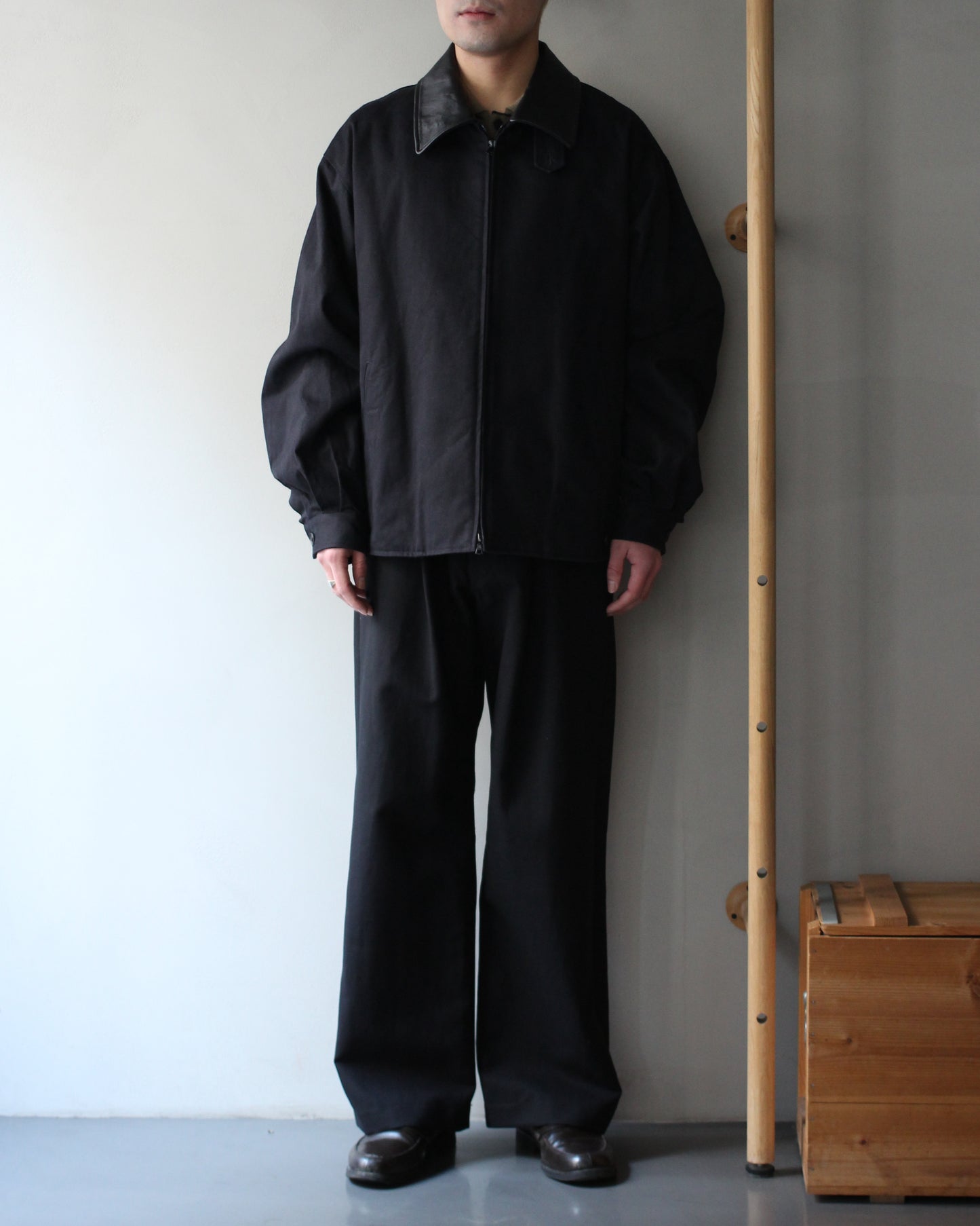 ssstein/SULFUR DYED BRUSHED CHINO ZIP JACKET "BLACK"