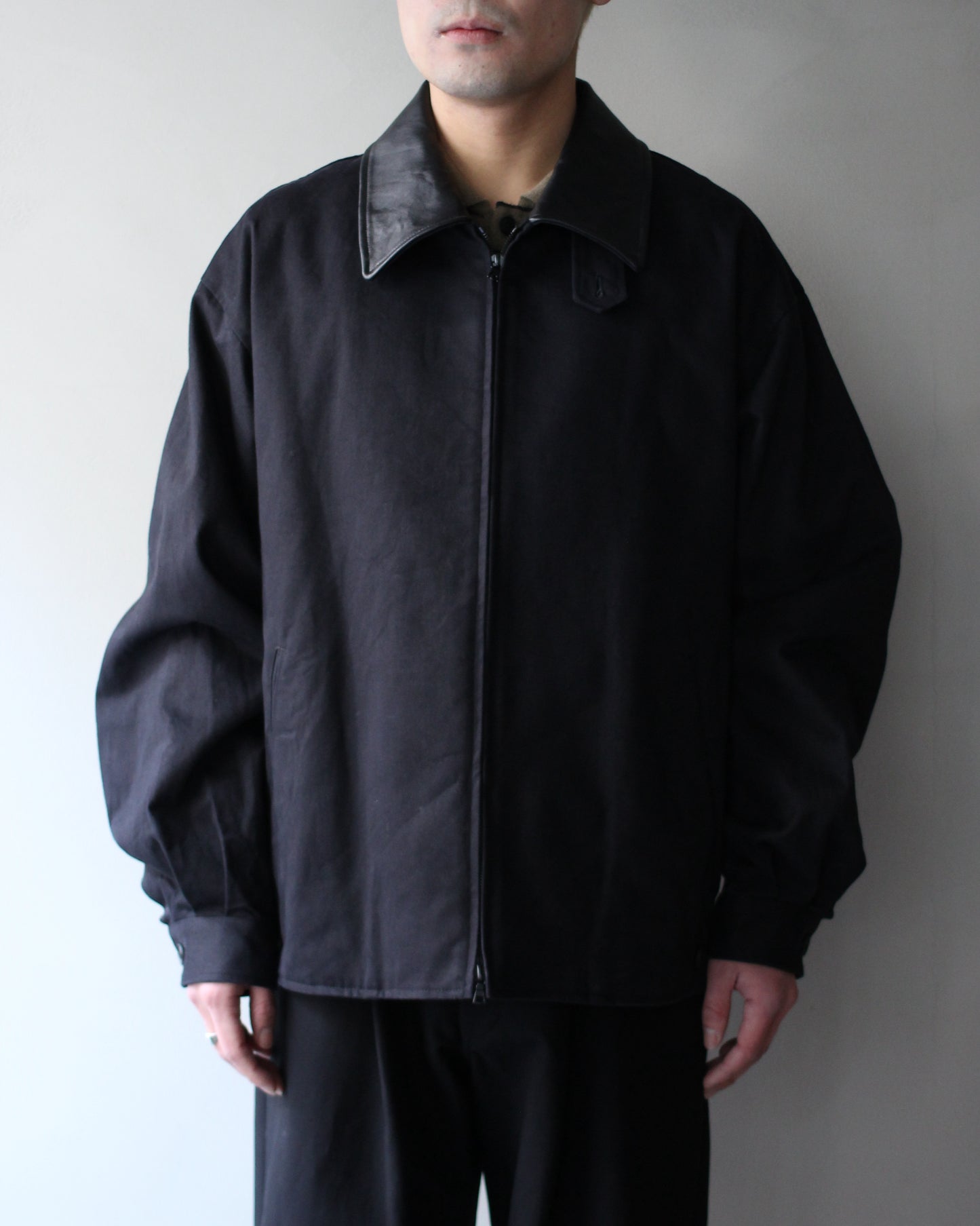 ssstein/SULFUR DYED BRUSHED CHINO ZIP JACKET "BLACK"