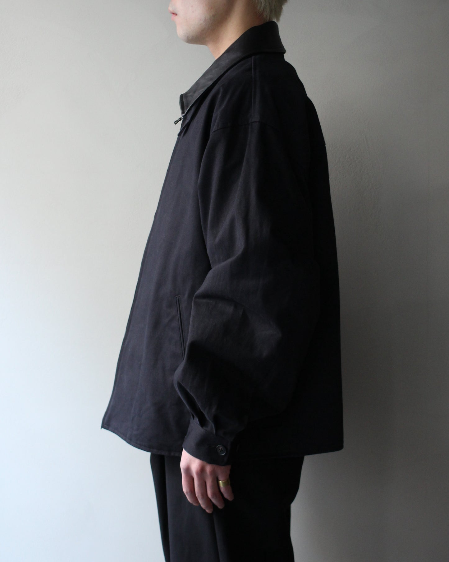 ssstein/SULFUR DYED BRUSHED CHINO ZIP JACKET "BLACK"