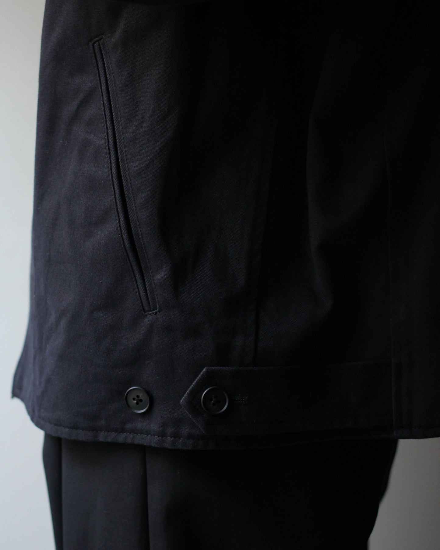 ssstein/SULFUR DYED BRUSHED CHINO ZIP JACKET "BLACK"
