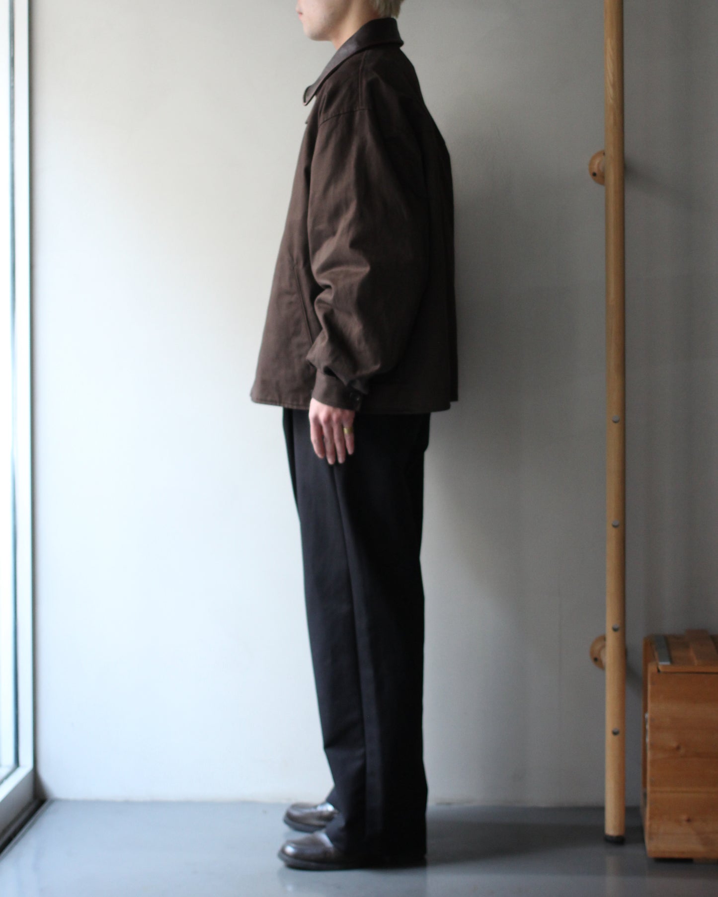 ssstein/SULFUR DYED BRUSHED CHINO ZIP JACKET "BROWN"