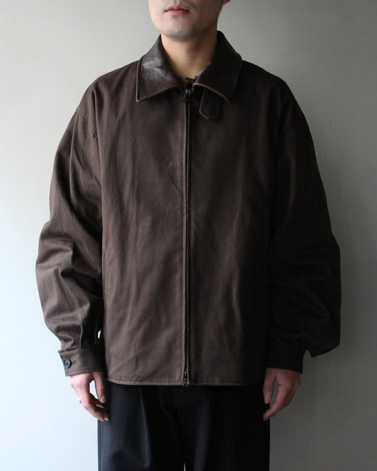 ssstein/SULFUR DYED BRUSHED CHINO ZIP JACKET "BROWN"