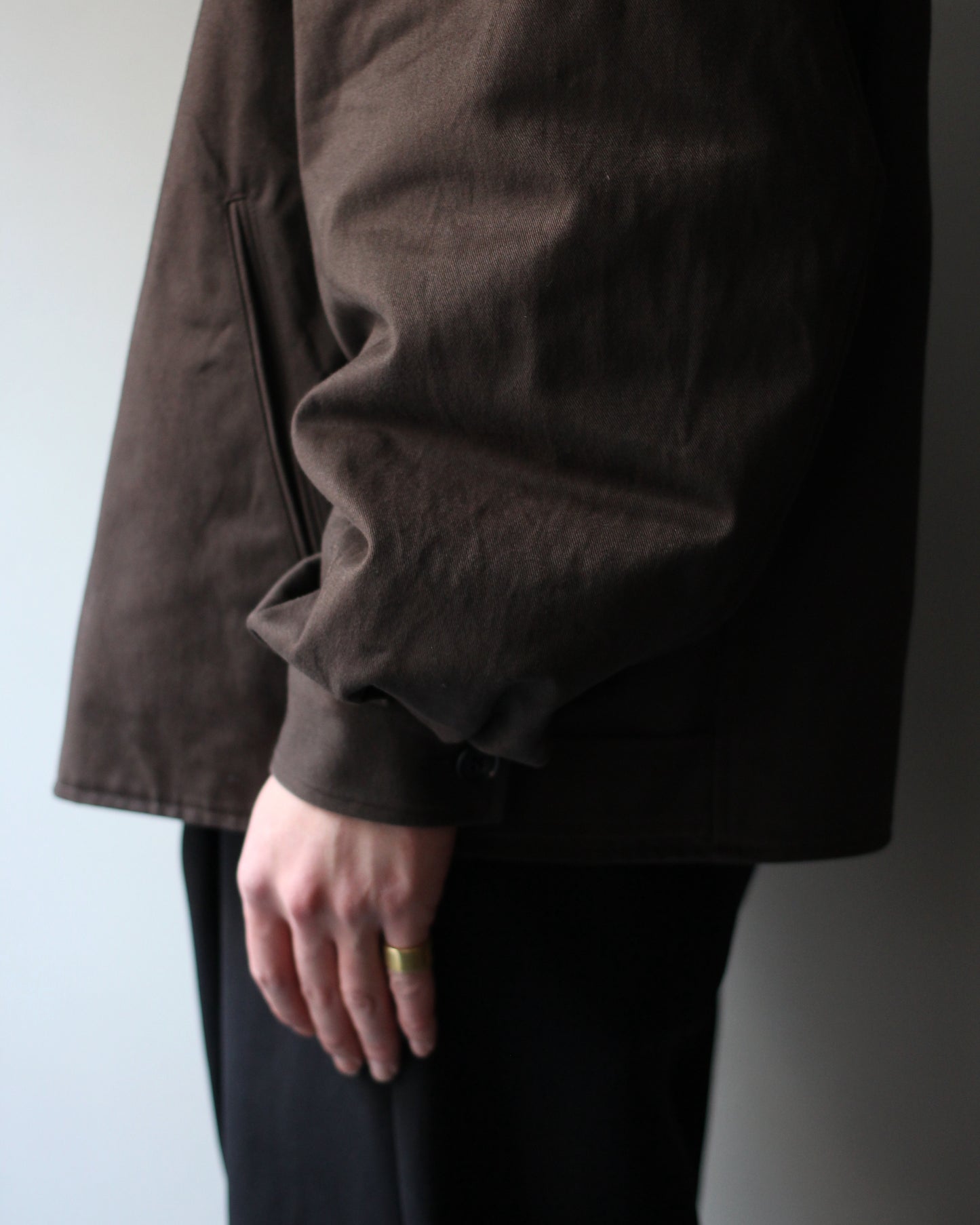 ssstein/SULFUR DYED BRUSHED CHINO ZIP JACKET "BROWN"