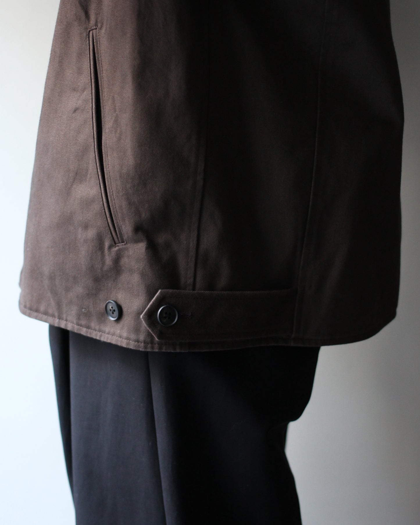 ssstein/SULFUR DYED BRUSHED CHINO ZIP JACKET "BROWN"