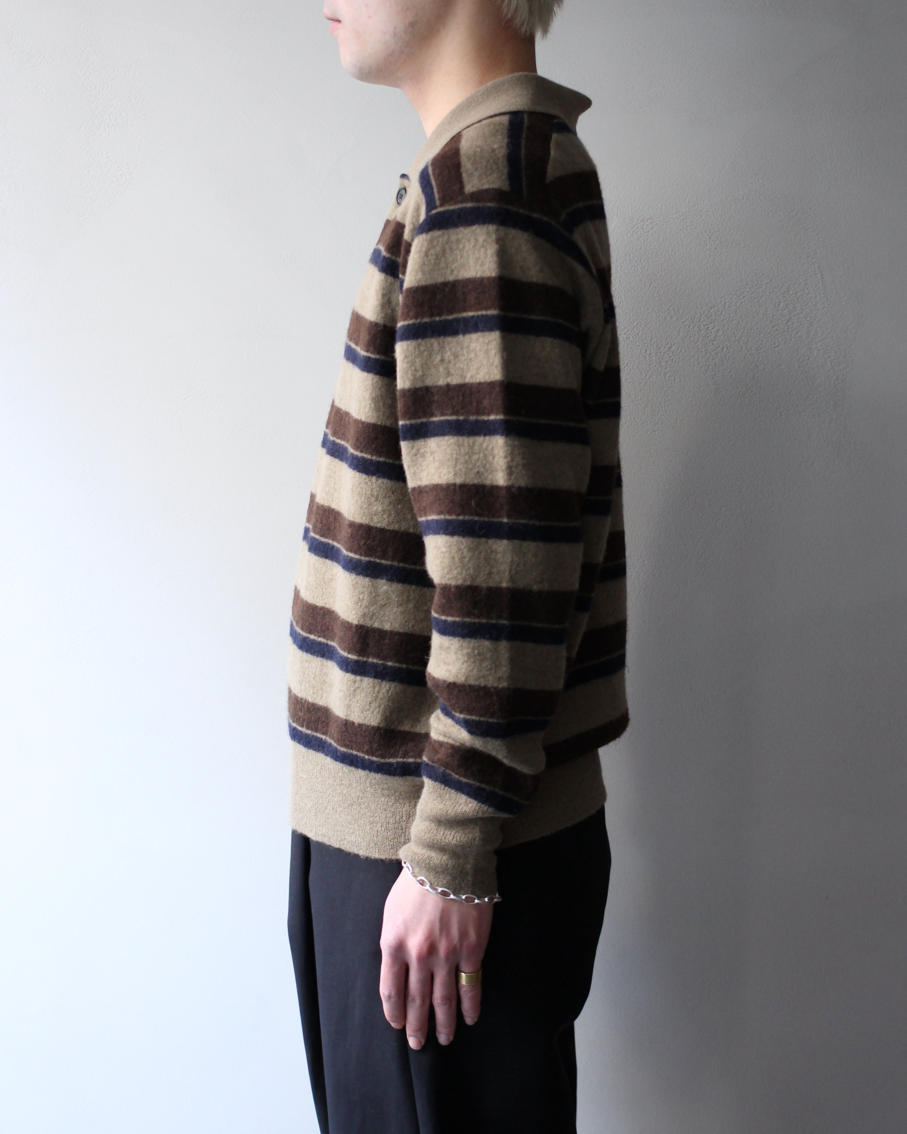 ssstein/W/AL/NY KNIT STRIPE POLO LS 