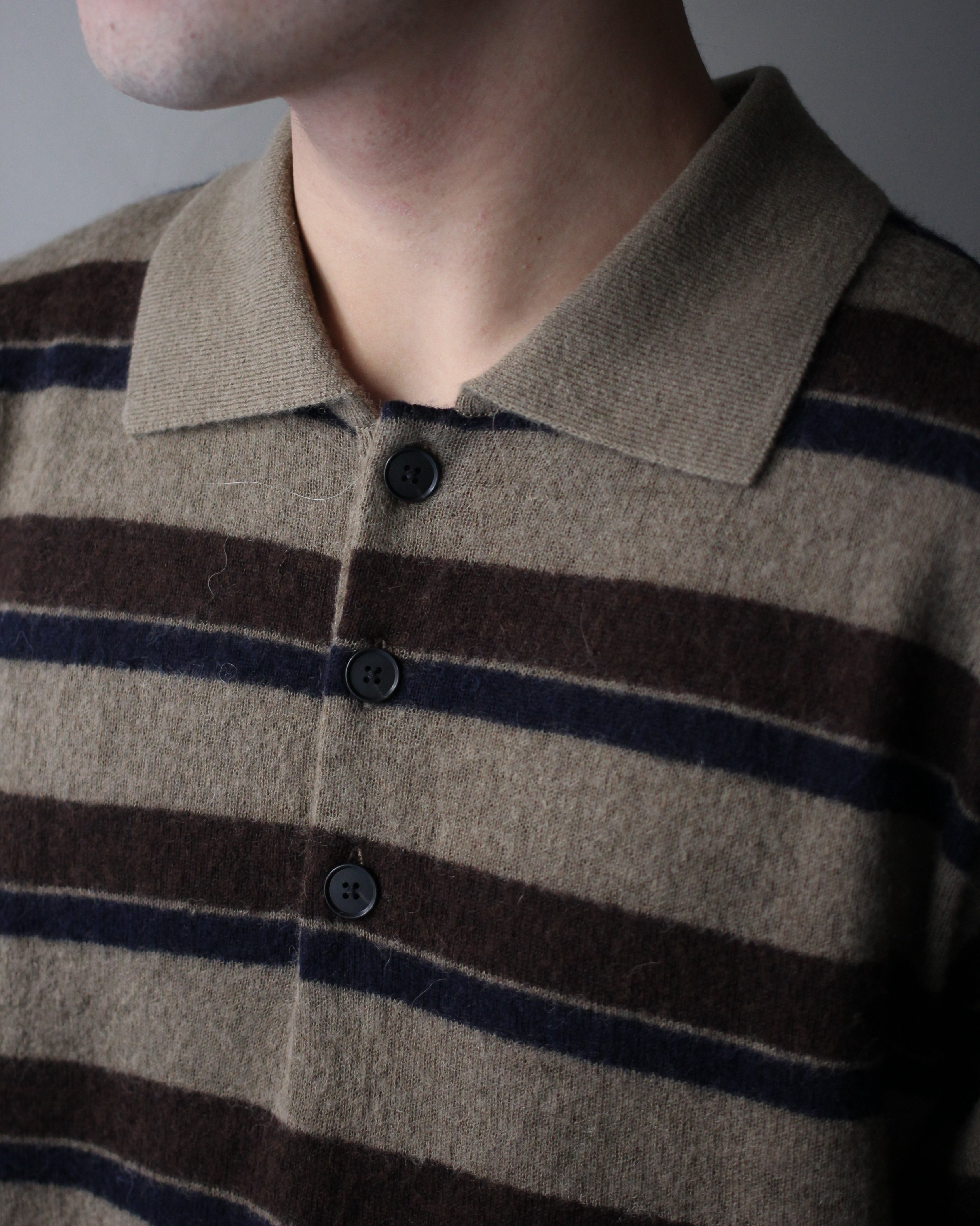 ssstein/W/AL/NY KNIT STRIPE POLO LS 