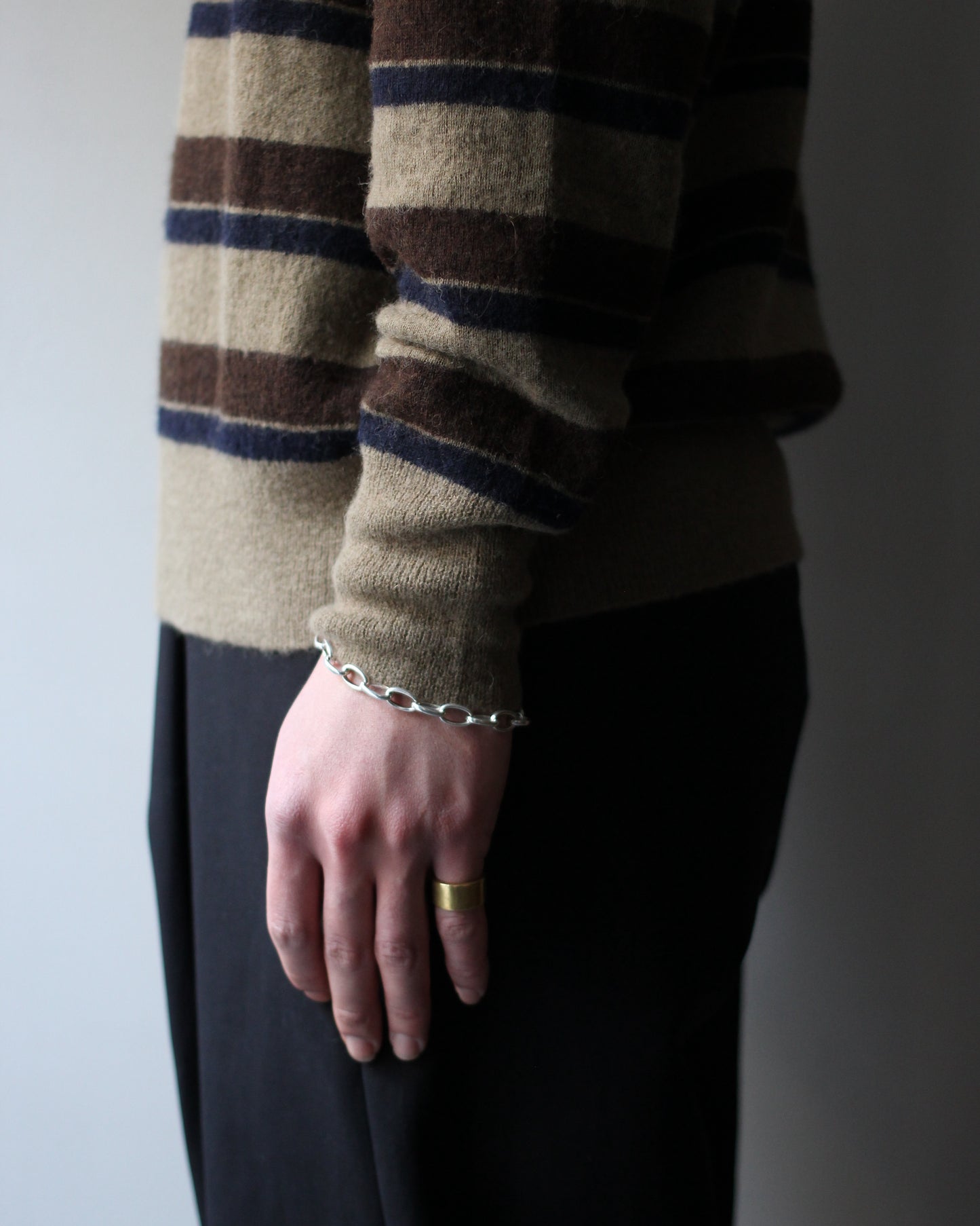 ssstein/W/AL/NY KNIT STRIPE POLO LS "BROWN NAVY MIX"