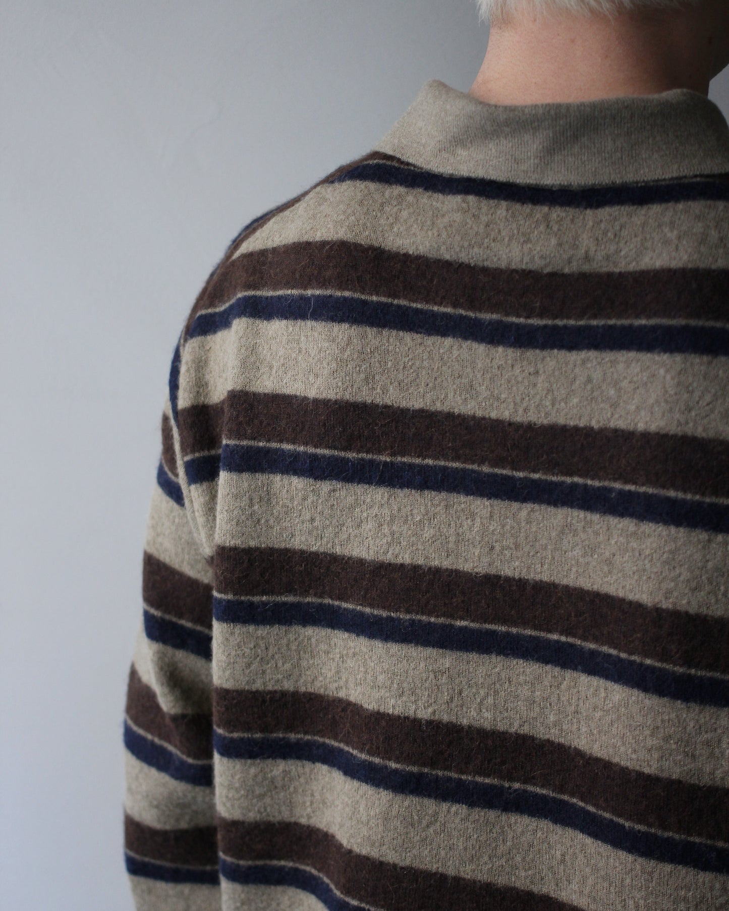 ssstein/W/AL/NY KNIT STRIPE POLO LS "BROWN NAVY MIX"