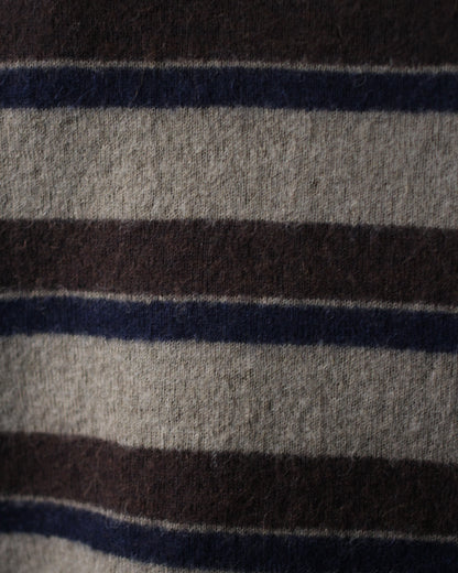 ssstein/W/AL/NY KNIT STRIPE POLO LS "BROWN NAVY MIX"