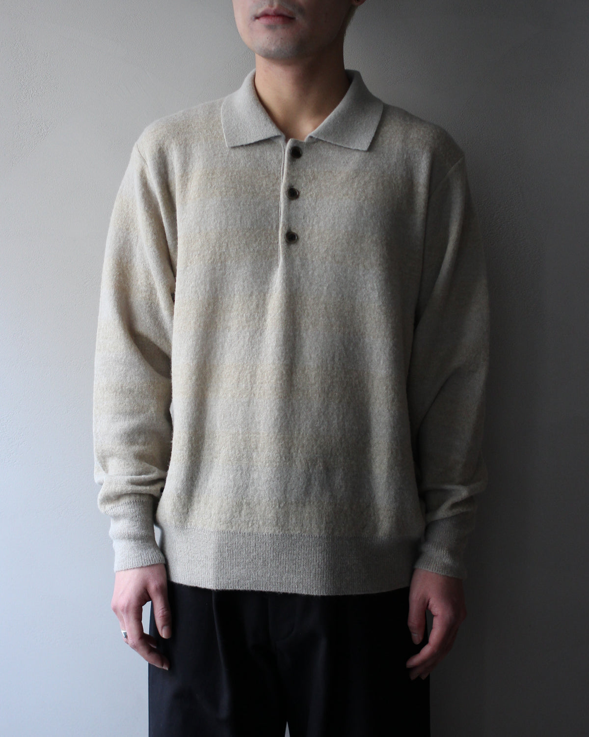ssstein/W/AL/NY KNIT STRIPE POLO LS 