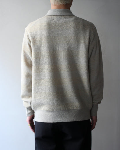 ssstein/W/AL/NY KNIT STRIPE POLO LS " BEIGE GREIGE"