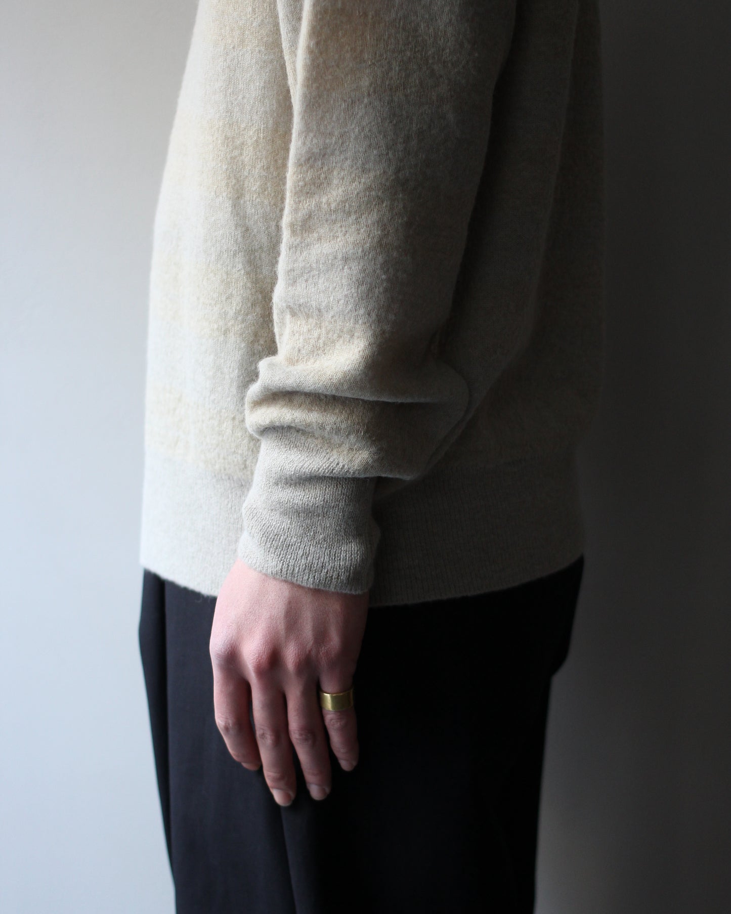 ssstein/W/AL/NY KNIT STRIPE POLO LS " BEIGE GREIGE"