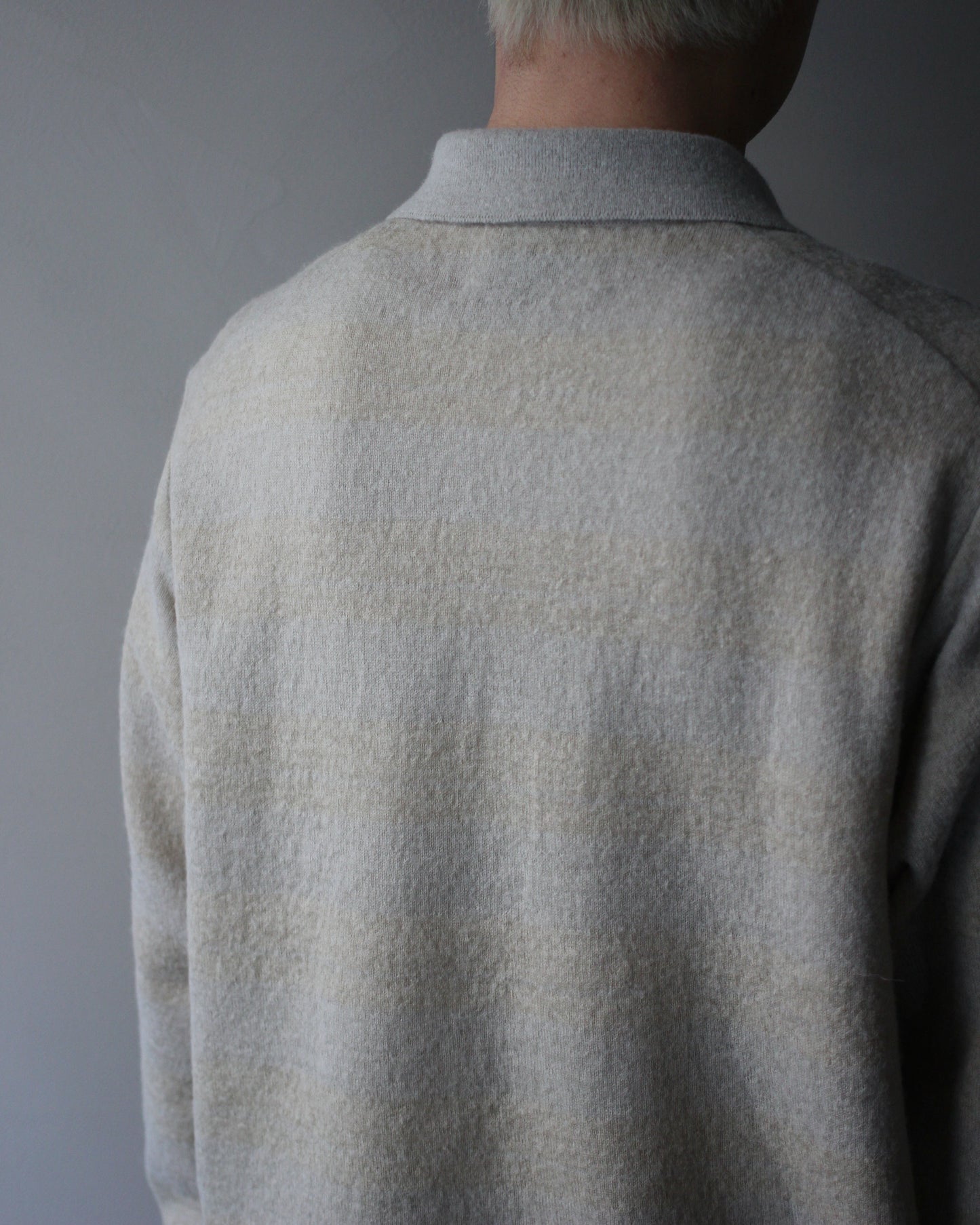 ssstein/W/AL/NY KNIT STRIPE POLO LS " BEIGE GREIGE"
