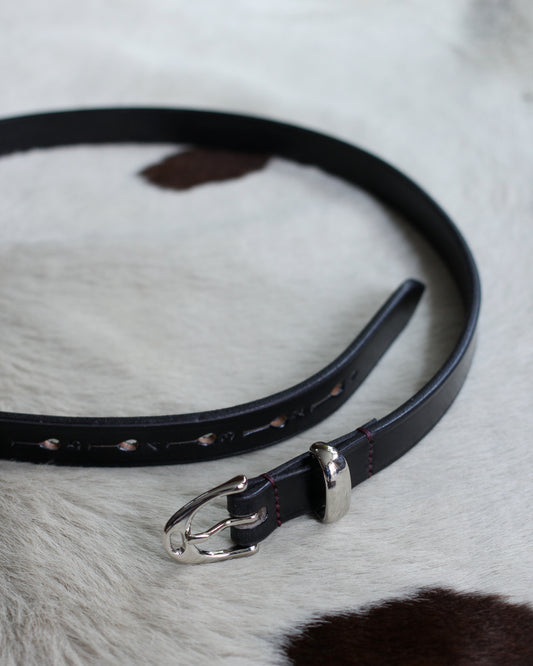 HERALDIC BELTS / 3/4inch IMITATION STIRRUP "BLACK×BURGUNDY THREAD"