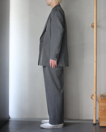 ULTERIOR/WOOL WASHI HERRINGBONE DB JKT "BLACK"