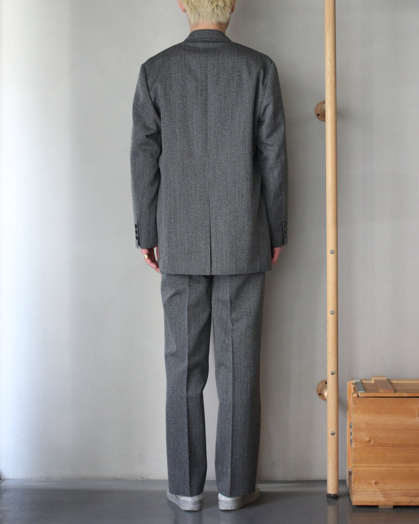 ULTERIOR/WOOL WASHI HERRINGBONE DB JKT "BLACK"