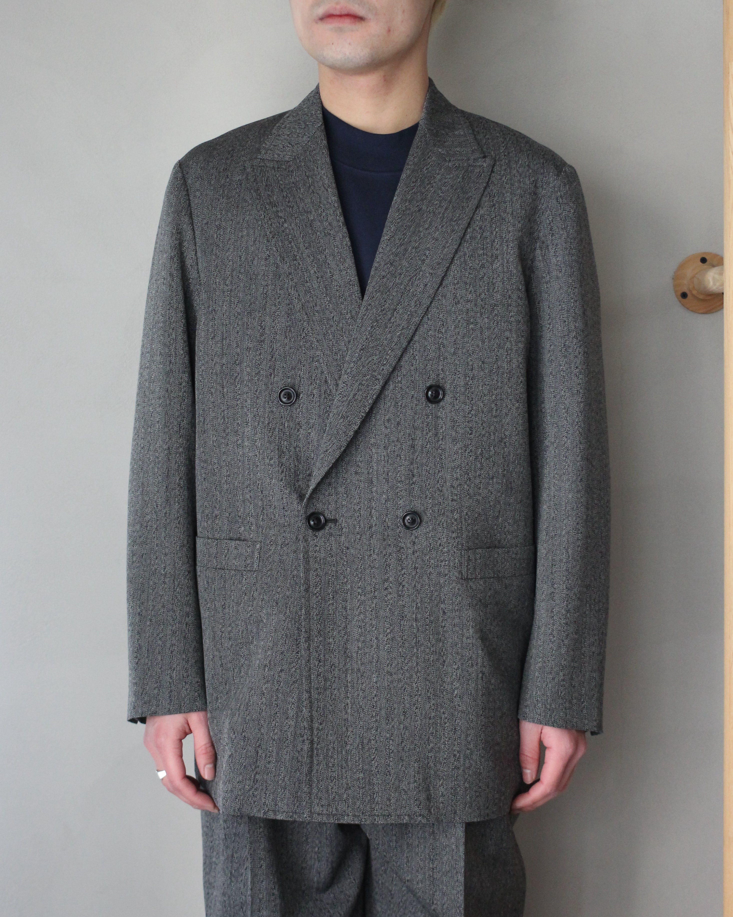 ULTERIOR/WOOL WASHI HERRINGBONE DB JKT 